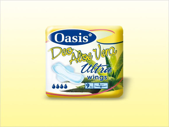 Oasis Aloe Vera Deo Sanitary Napkins Ultra Wings 3 packs x 9 pcs