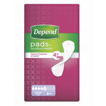 Depend Super Pad Sensitive Bladder incontinence pads 8 pcs - mydrxm.com