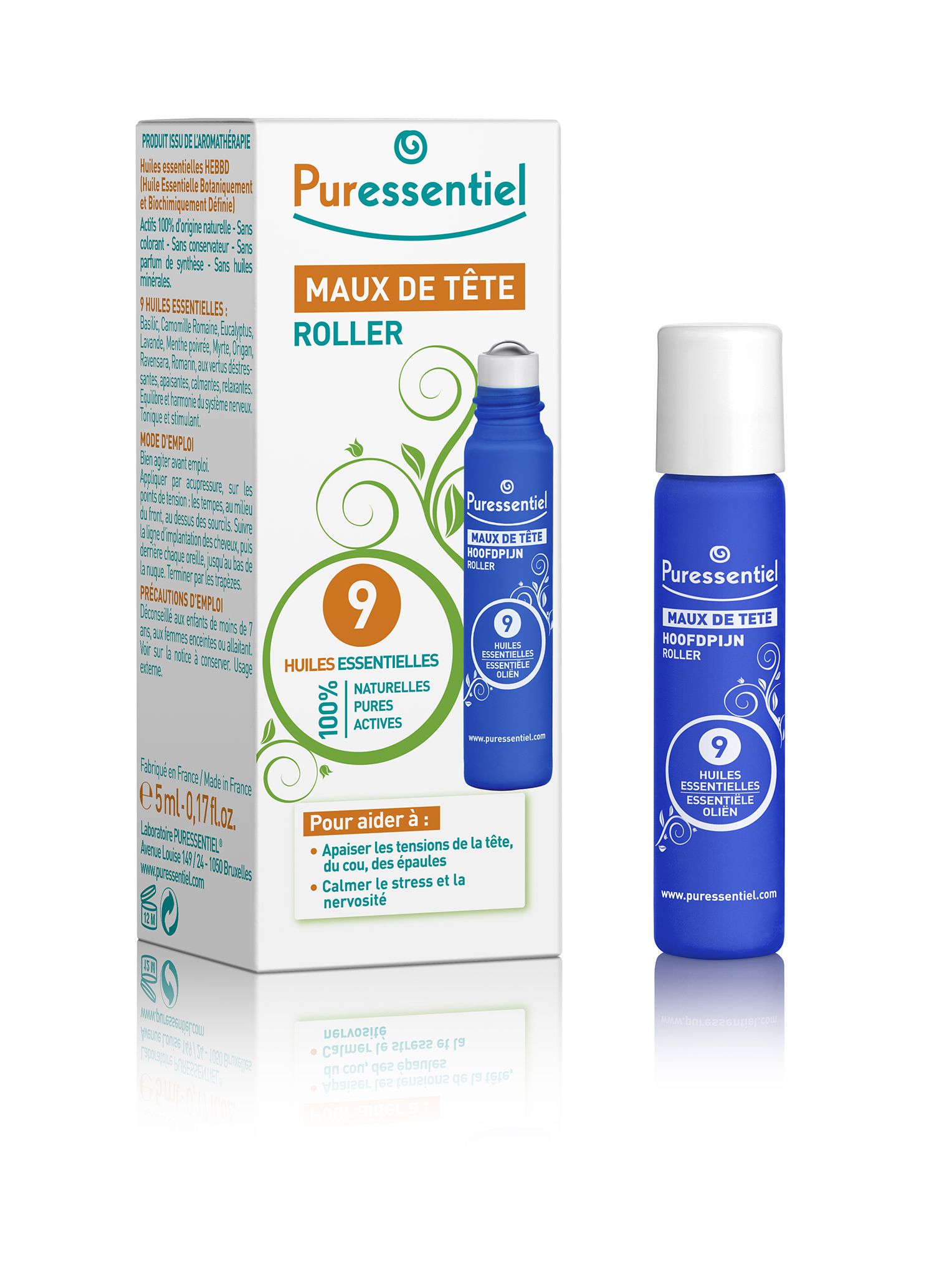 PURESSENTIEL Roll-on with essential oils 5 ml head, neck and shoulders - mydrxm.com