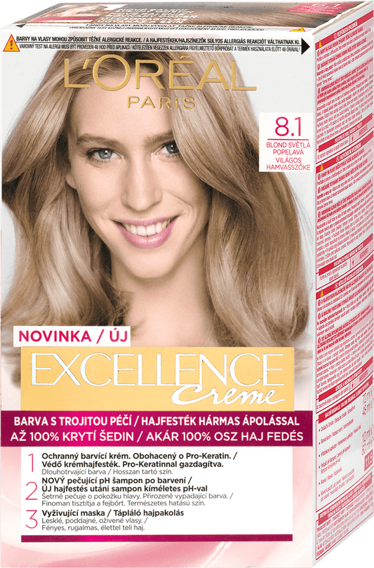 L'Oreal Paris Excellence Creme Hair Color Blonde Light Ash 8.1, 192 ml