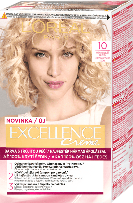 L'Oreal Paris Excellence Creme Hair Color Lightest Blond 10, 192 ml