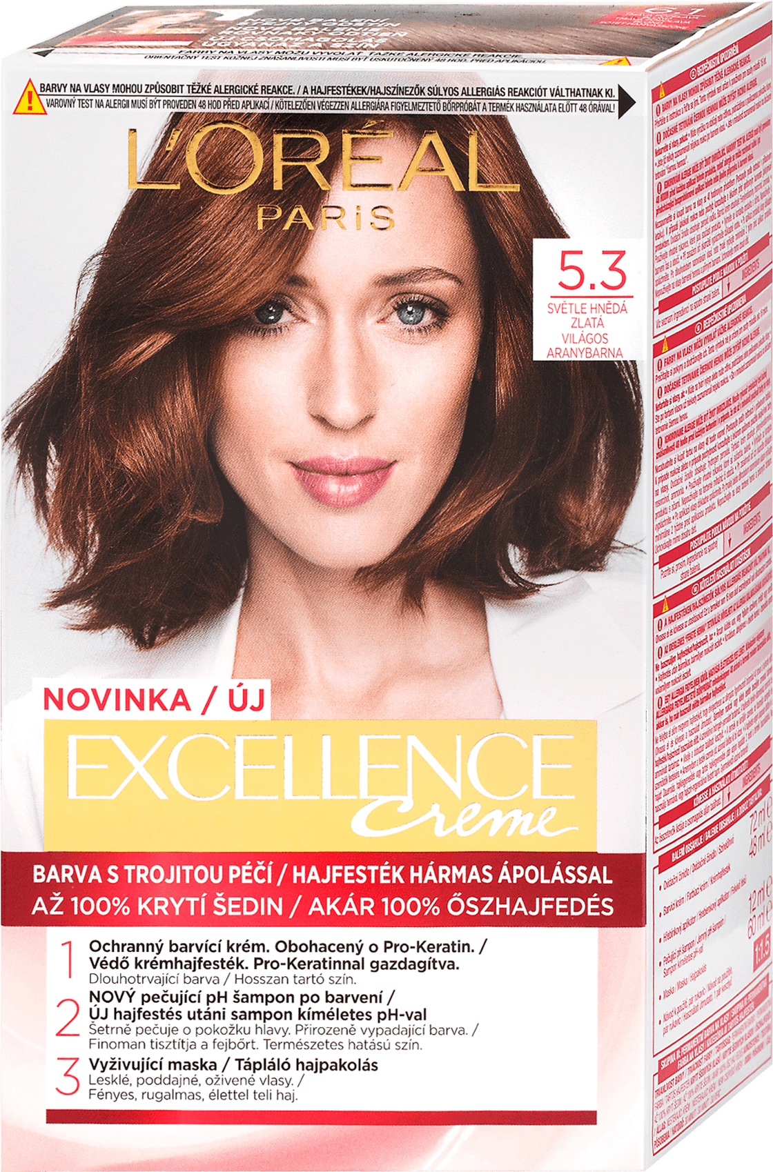 L'Oreal Paris Excellence Creme hair color 5.3 light brown gold