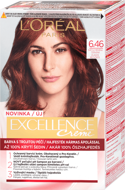 L'Oreal Paris Excellence Creme Hair Color 6.46 Light Copper Red
