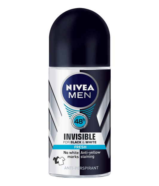 NIVEA MEN antiperspirant roll-on Black & White Invisible Fresh, 50 ml