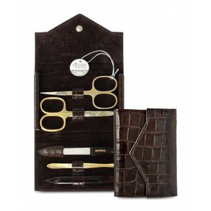 Nippes Solingen Manicure 5 Piece Gold Brown Leather Set