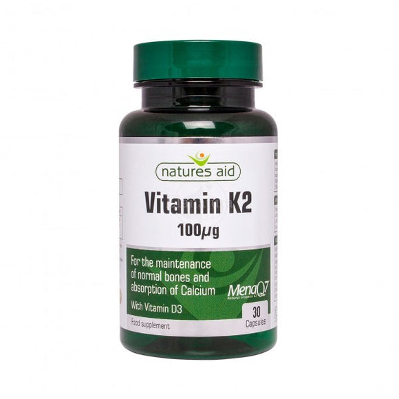 Natures Aid Vitamin K2 (100mcg), 30 capsules