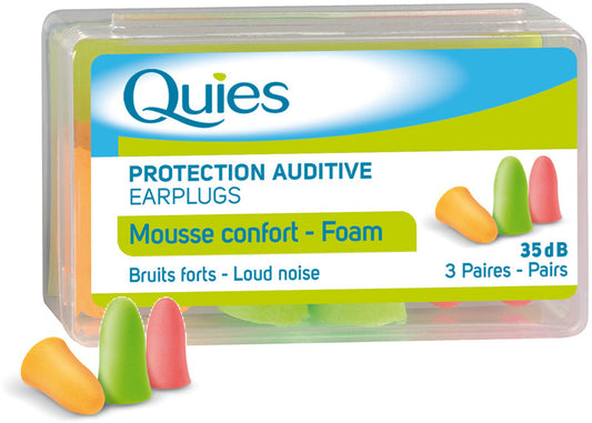 Quies Foam hearing protection earplugs (3 pairs)