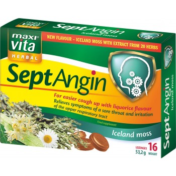 Maxivita Herbal SeptAngin with Icelandic lichen, 16 lozenges