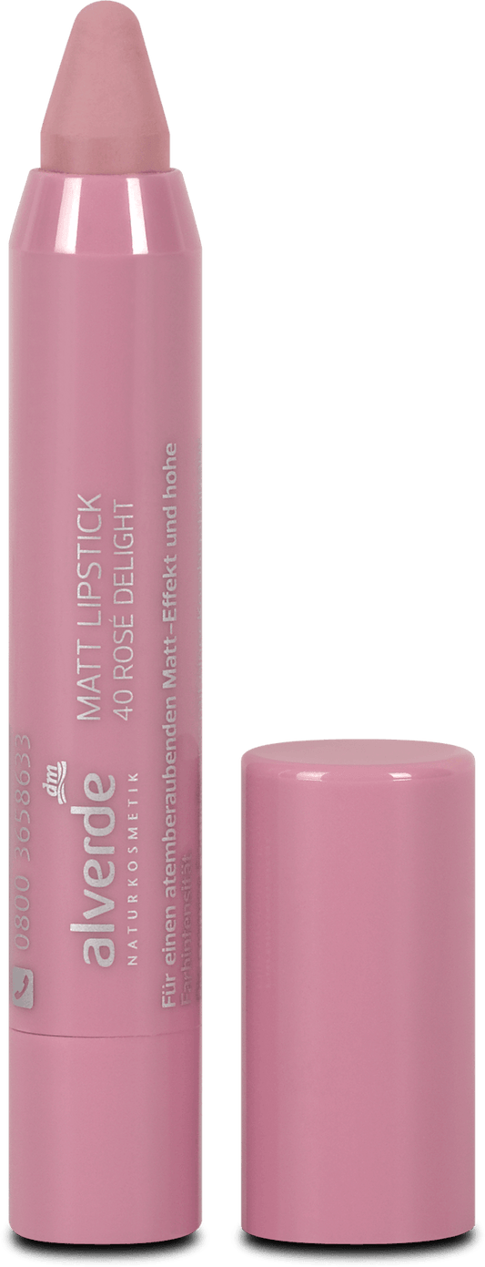 alverde NATURKOSMETIK matt lipstick Chubby 40 Rosé, 3,7 ml