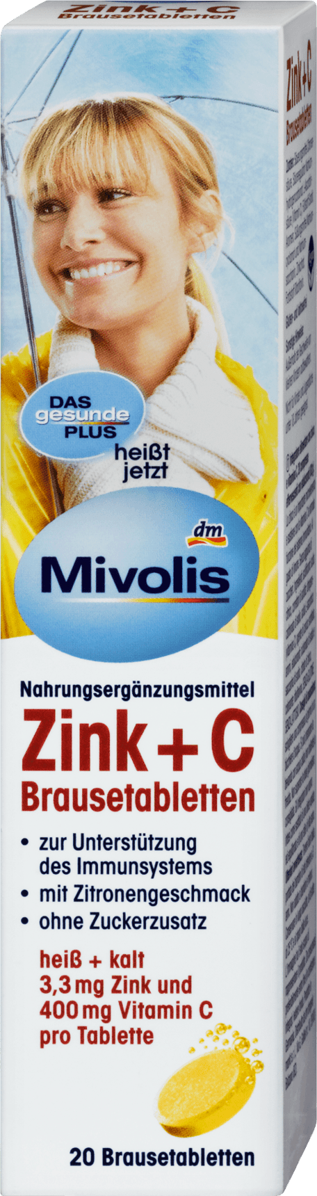 Mivolis zinc + vitamin C, 20 effervescent tablets