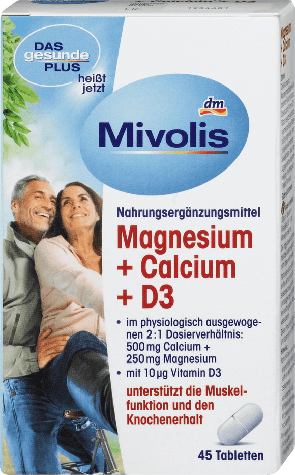 Mivolis Magnesium + Calcium + Vitamin D3, 45 tablets