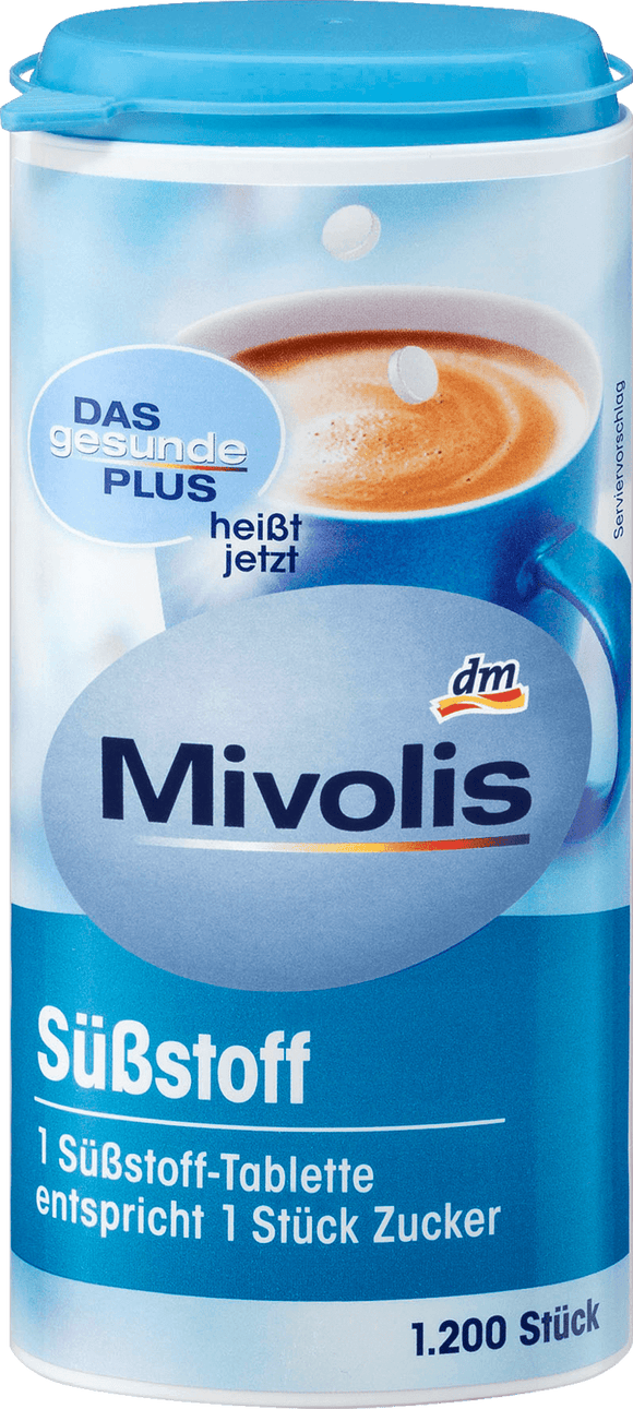 Mivolis artificial sweetener with dispenser, 1200 pcs