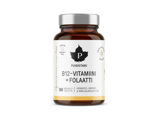 Puhdistamo Vitamin B12 Folate 60 raspberry lozenges