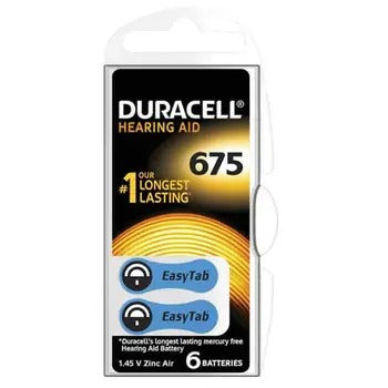 Duracell DA675 Easy Tab hearing aid batteries 6 pcs