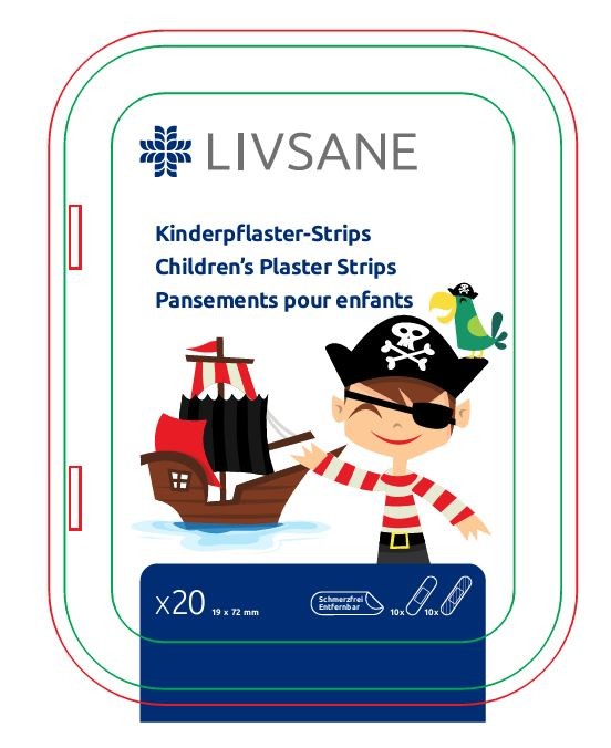 LIVSANE Pirate children's plaster strips 20 band aids