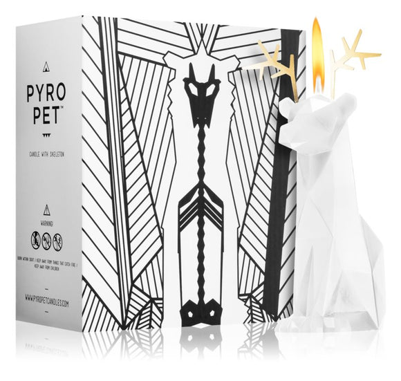 54 Celsius Pyro Pet White Reindeer decorative candle 22 cm