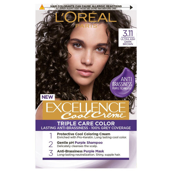 L'Oréal Paris Excellence Creme hair color ultra ash dark brown 3.11