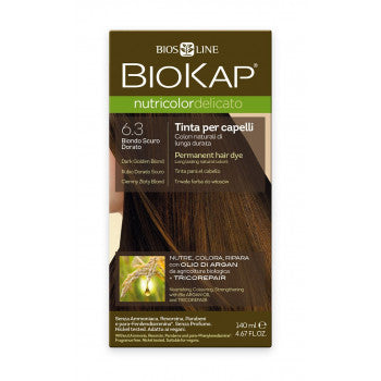 BIOKAP Nutricolor Delicato 6.3 Dark Blond Gold hair color 140 ml - mydrxm.com