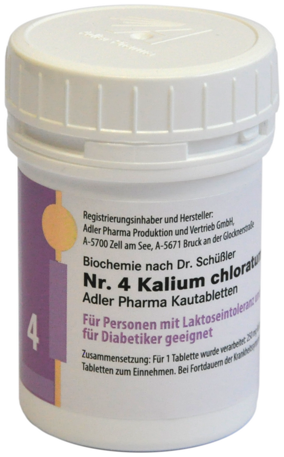 Adler Schuessler No.4 Potassium Chloratum D6, 100 Chewable Tablets