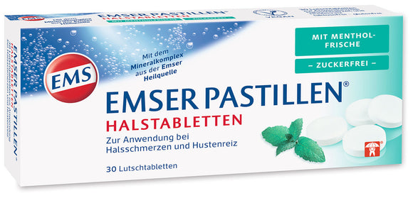 EMS Emser Pastilles 30 throat lozenges with fresh menthol sugar-free