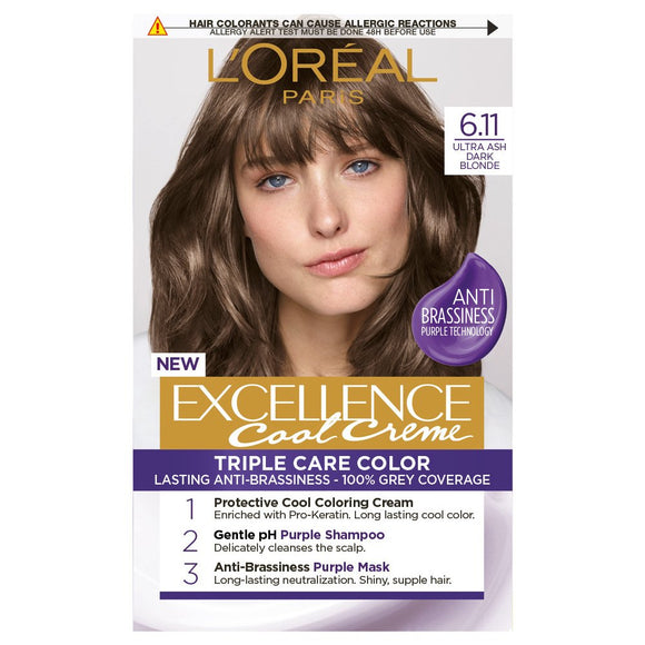 L'Oréal Paris Excellence Creme hair color ultra ash dark blond 6.11