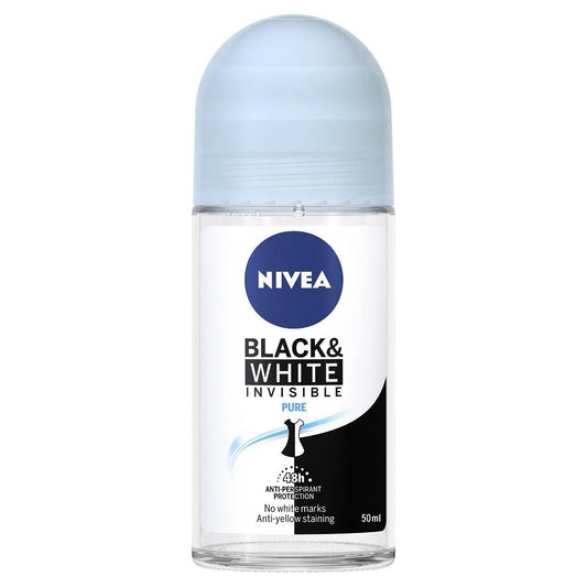 NIVEA antiperspirant roll-on Black & White Invisible Pure, 50 ml