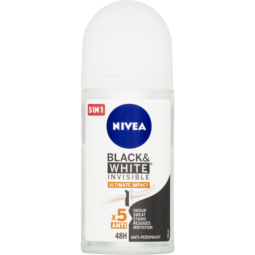 NIVEA antiperspirant roll-on Black & White Invisible Ultimate Impact, 50 ml