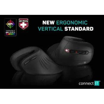 Connect IT CMO-2900-BK ergonomic vertical wireless mouse