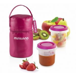 Miniland Insulating Pouch + Pink Food Cups