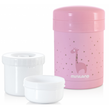 Miniland Thermic Thermos + Pink food cups