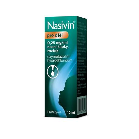 Nasivin 0.025% nasal drops 10 ml for children from 1 to 8 years of age