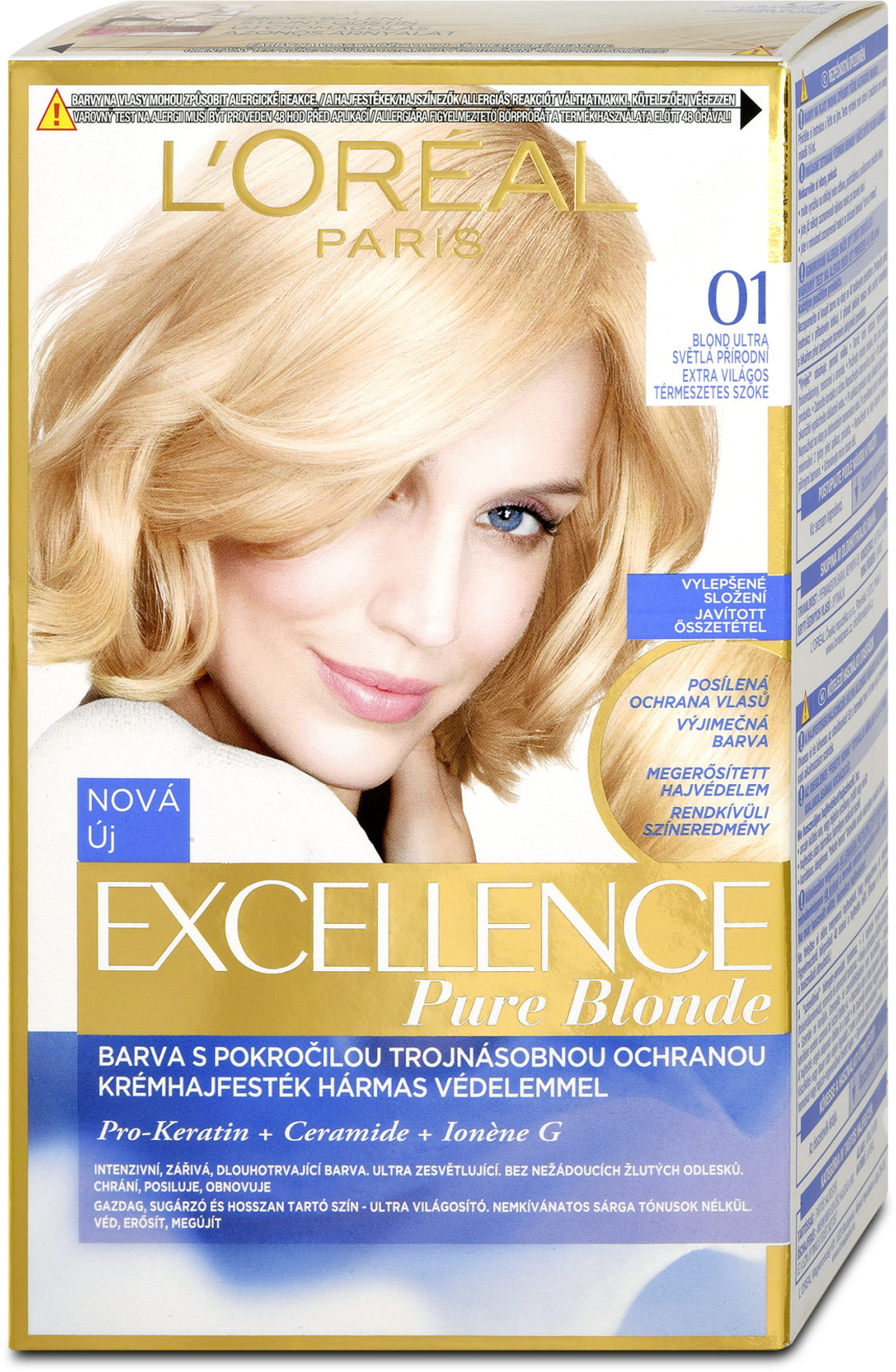 L'Oreal Paris Excellence Creme hair color Pure Blonde ultra light natural 01, 192 ml