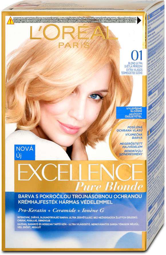 L'Oreal Paris Excellence Creme hair color Pure Blonde ultra light natural 01, 192 ml