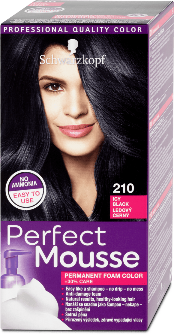Schwarzkopf Perfect Mousse hair color Icy Black 210, 92.5 ml