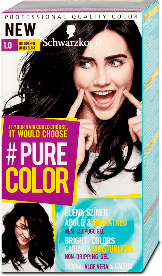 Schwarzkopf Pure Color Hair Color Raven Black 1.0, 142.5 ml