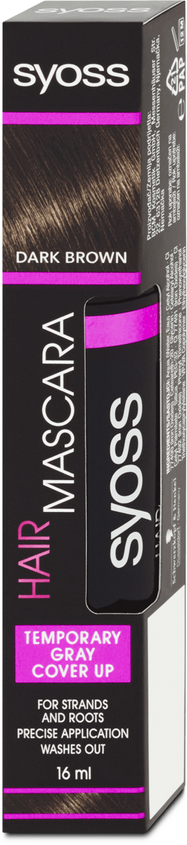 Syoss dark brown hair mascara, 16 ml