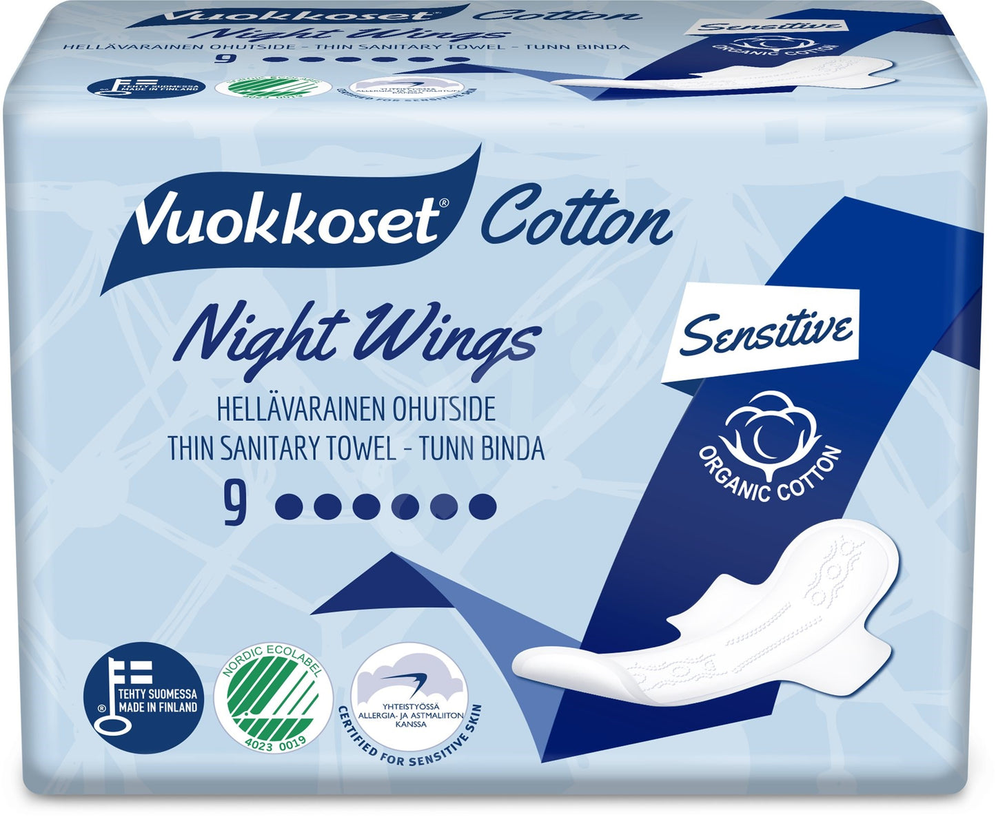 VUOKKOSET Cotton Night Wings Pads 9 pcs