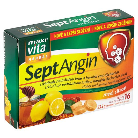 Maxivita SeptAngin honey & lemon, 16 lozenges