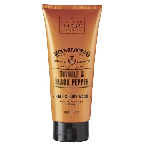 Scottish Fine Soaps Black pepper and milk thistle men's hair & body wash 200 ml