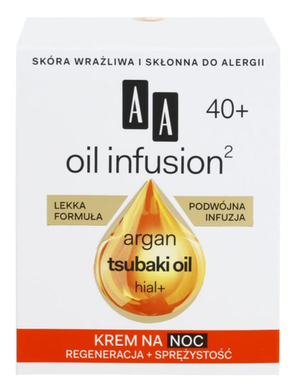 AA Cosmetics Oil Infusion2 Argan Tsubaki 40+ regenerating night cream with anti-wrinkle effect 50ml