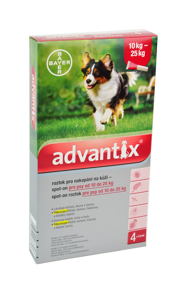 Advantix for dogs 10-25kg spot-on 4x2.5 ml - mydrxm.com