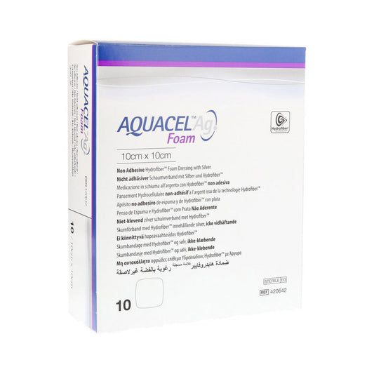 AQUACEL AG FOAM NON-ADHESIVE 10x10 cm, FOAM COVER WITH HYDROFIBER A TECHNOLOGY