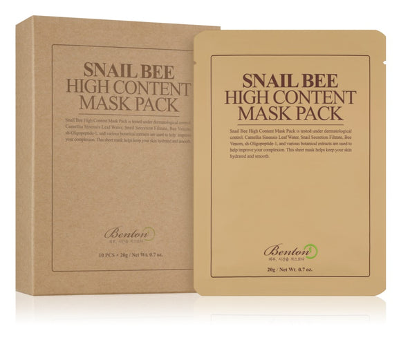 Benton Snail Bee canvas mask for complete care with snail extract 10 x 20 ml