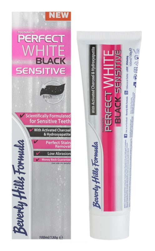 Beverly Hills Formula Perfect White Black Sensitive whitening toothpaste with activated carbon for sensitive teeth Fresh Mint flavor 100 ml