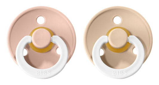 BIBS Pacifiers Natural Rubber Size 3: 18+ months, Blush Night / Vanilla Night 2pcs