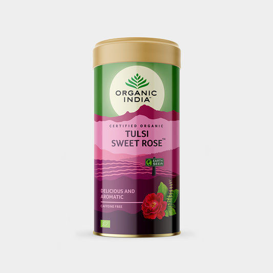 Organic India Tulsi Sweet Rose 100 g can