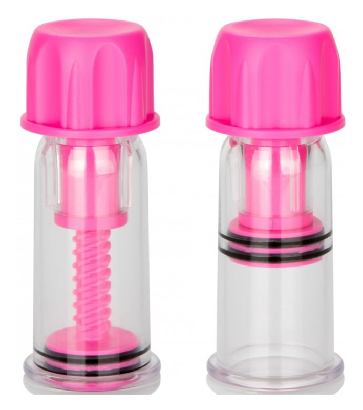 Calexotics Vacuum Twist Suckers BDSM nipple aids Pink 2x10.25 cm