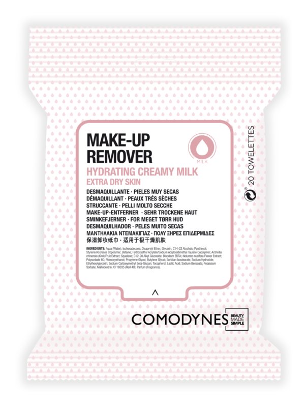 Comodynes Make-up Remover Creamy Milk wipes for very dry skin 20 pcs
