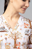 Women's medical shirt Halena CM1001P Native American animals in the woods