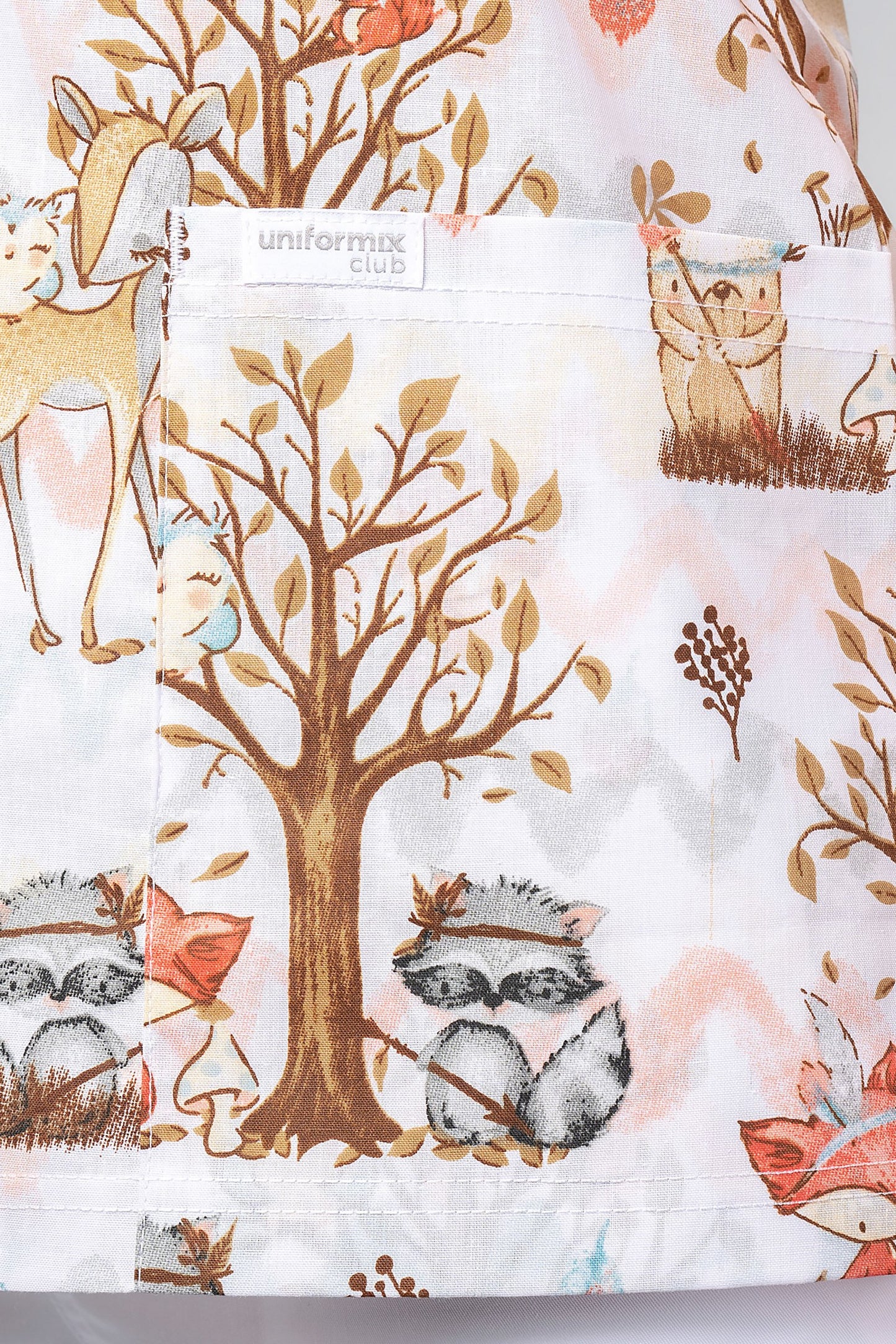 Women's medical shirt Halena CM1001P Native American animals in the woods